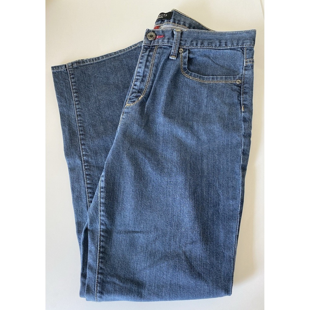 Talbots Straight Leg Mid Rise Dark Wash Blue Denim Jeans Women's Size 12